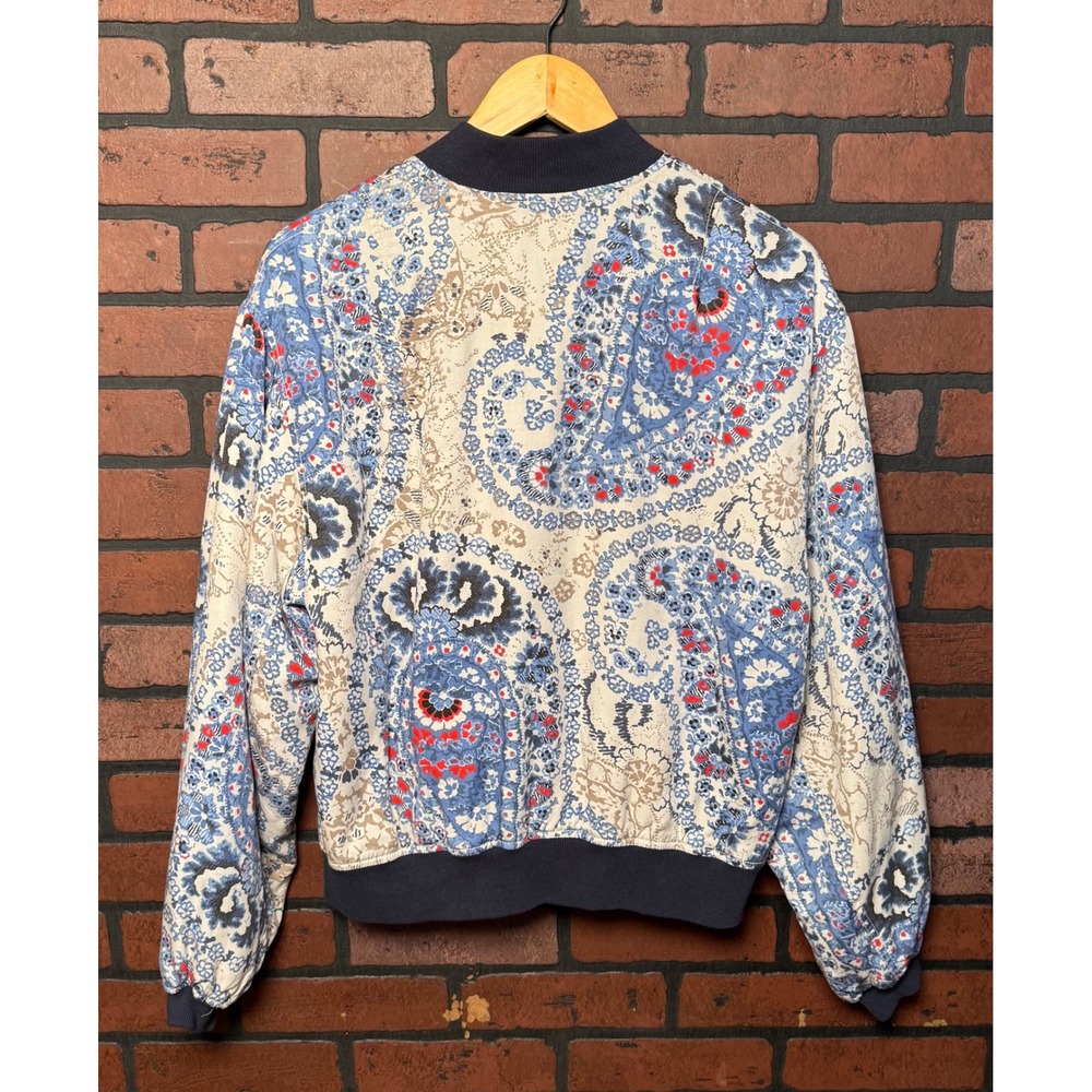 Free People Paisley‎ Floral Multicolored Zip Bomber Jacket Women's Size Small - Picture 2 of 5
